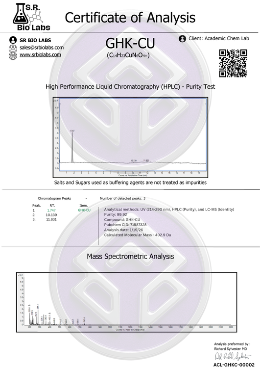 ** NEW ARRIVAL ** 100 mg  GHK-Cu (Copper Tripeptide-1)  Lyophilized Vial