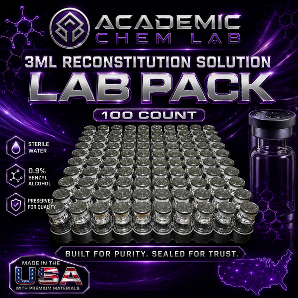 100ct BLACK CAP - Reconstitution Solution Mega-Pack - 3ml vials  **Magenta Caps for photo purposes only**