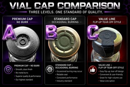 100ct 3ml vials BLACK CAP - Custom cap colors starting at $20