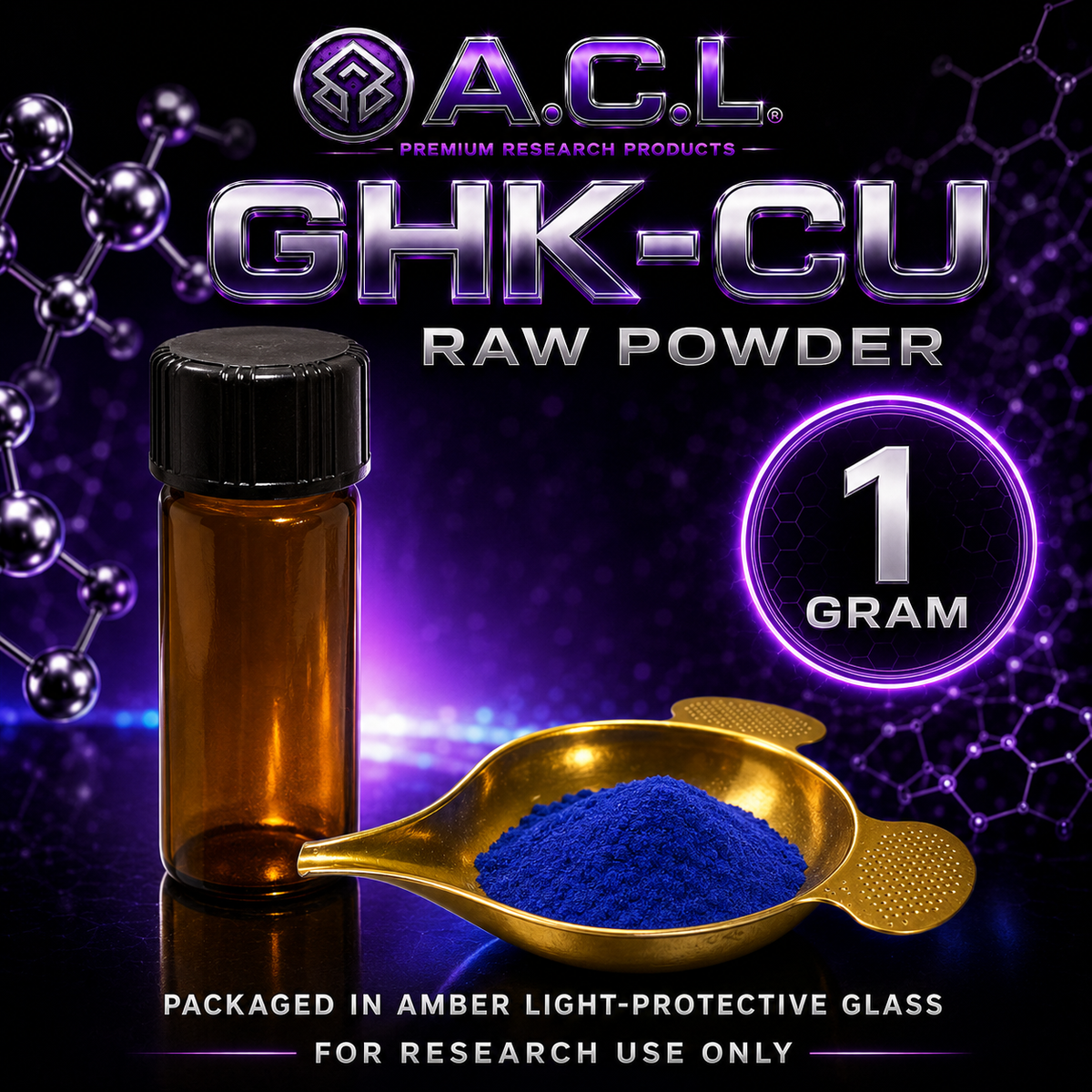 GHK-Cu Raw Powder 99.92% Pure | Research Grade | 1 Gram