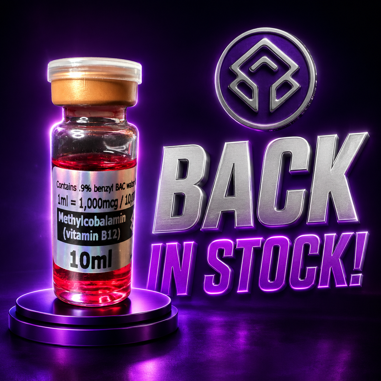 Methylcobalamin (vitamin B12) – 10,000 mcg / 10mL Vial