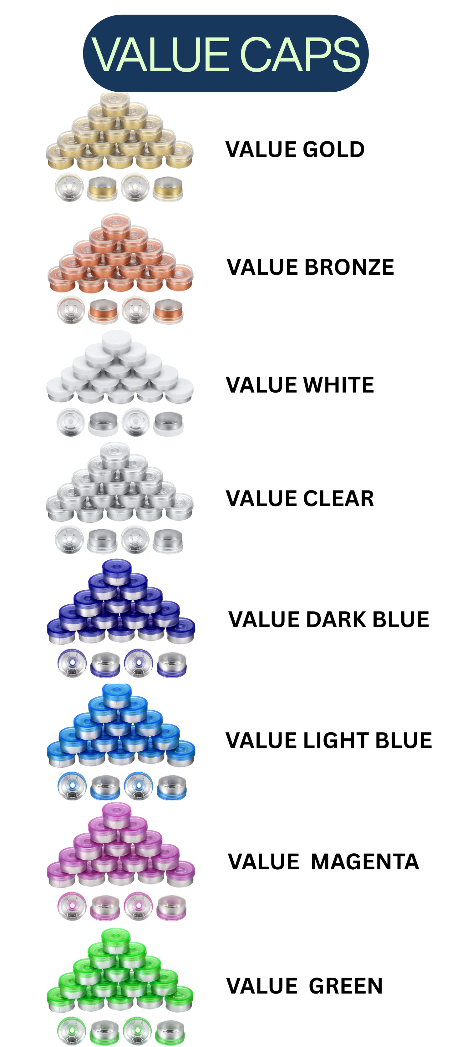 100ct 3ml vials BLACK CAP - Custom cap colors starting at $20