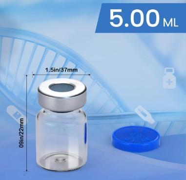 5ml Glass Vials, Self-Healing Injection Port, Empty Vials with Sealed Cap
