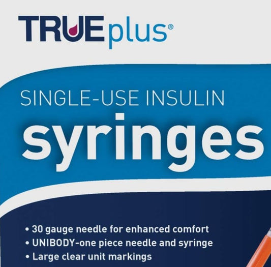 10 pack of TRUEplus Single-Use Insulin Syringes - Precision UNIBODY Design