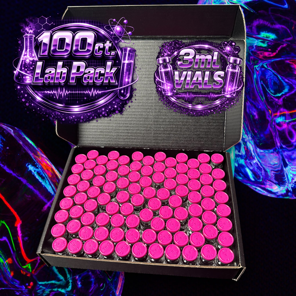 100ct BLACK CAP - Reconstitution Solution Mega-Pack - 3ml vials  **Magenta Caps for photo purposes only**