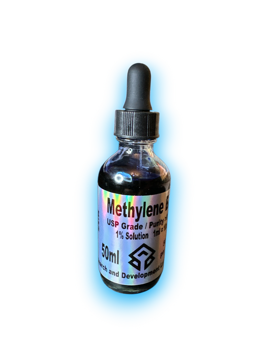 Methylene Blue 1% Solution USP-grade – 50mL Bottle with Graduated Dropper